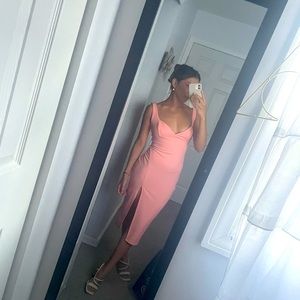 Pink Midi Dress with Slit